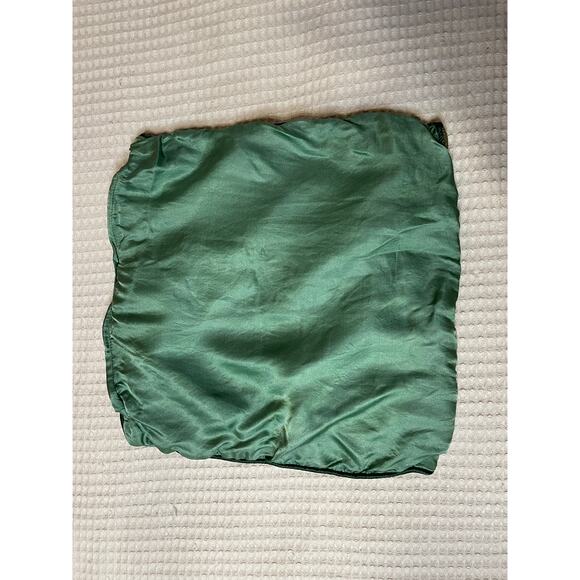 VTG Handmade Embroidered Floral Green Silky Decretive Pillowcase Sham - Picture 8 of 11